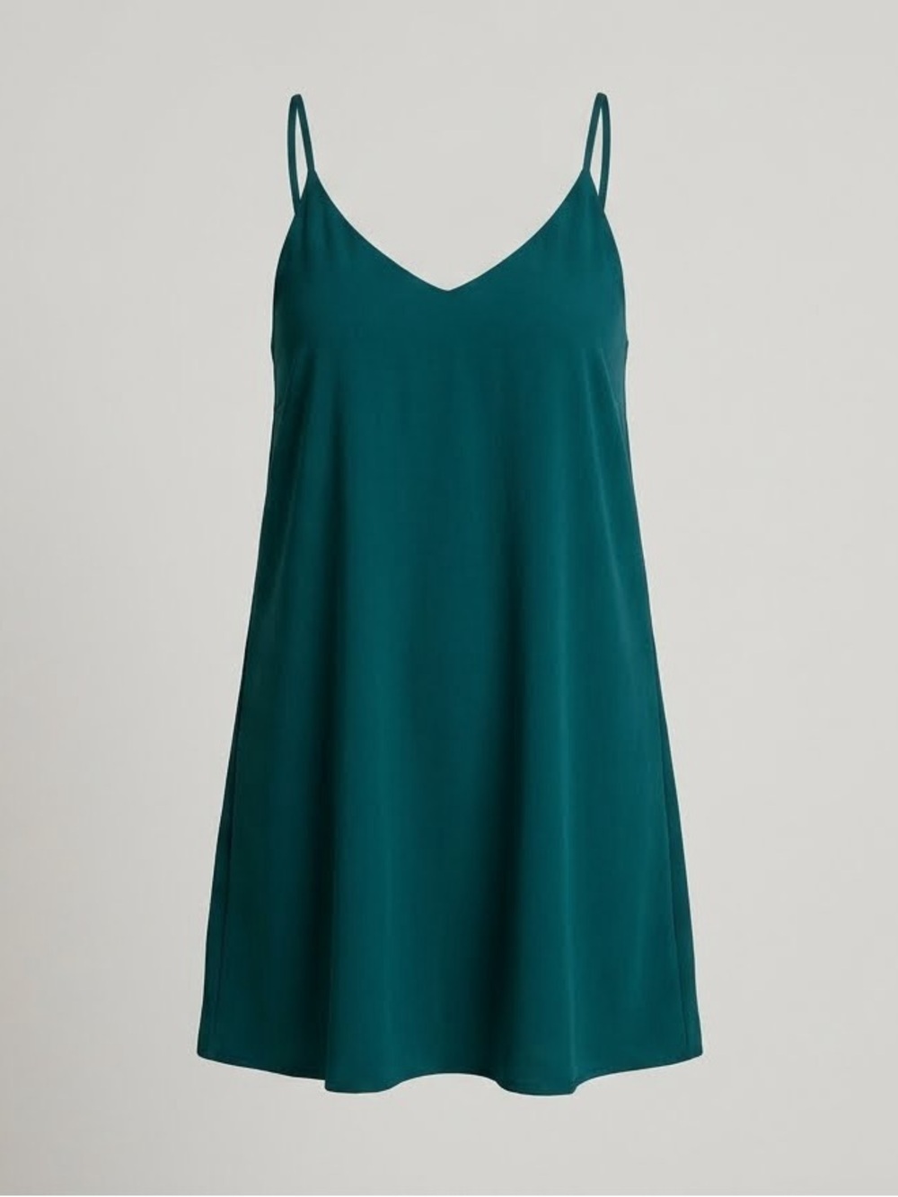 Meraki Teal Green V-Neck Slip Cami Mini Dress Side Slit Chiffon Tunic Size M